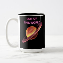 Bicolor Taza de café pastel de Saturno fuera de este mundo
