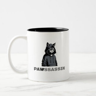 Bicolor Taza de café PAWSSASSIN - Gato de barrio