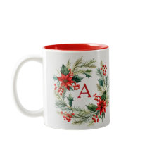 Taza de café personalizada con corona de Navidad