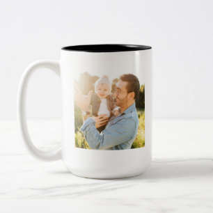 Bicolor Taza de café personalizada con foto completa del m