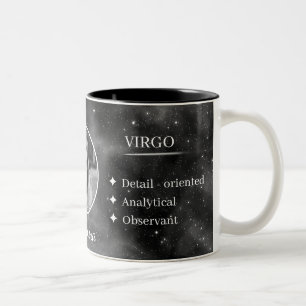 Bicolor Taza de café personalizada con foto y nombre Virgo
