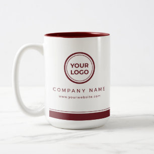 Bicolor Taza de café personalizada con logotipo en tono bu