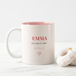 Bicolor Taza de café personalizada con nombre para cumplea