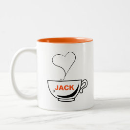 Bicolor Taza de café personalizada de dos tonos Amo Café