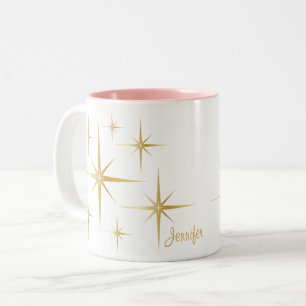 Bicolor Taza de café personalizada Starburst del vintage
