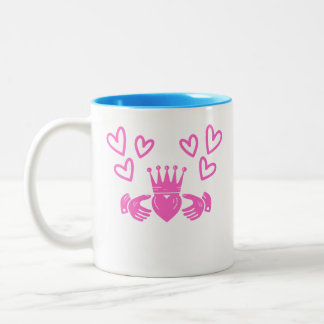 Bicolor Taza de café Pink Claddagh