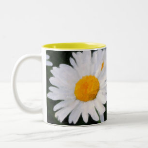 Bicolor Taza de café pintada de la margarita