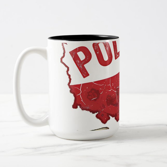 Bicolor Taza de café Polska Est. 966 (Izquierda)