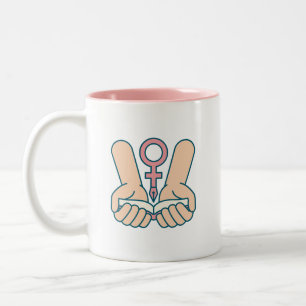 Bicolor Taza de café Protege los derechos de la mujer