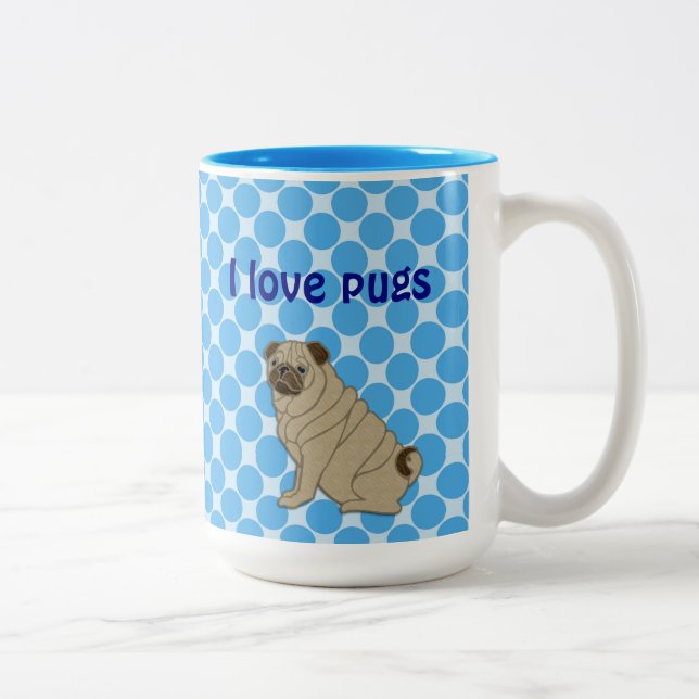 Bicolor taza de café pug (Derecha)