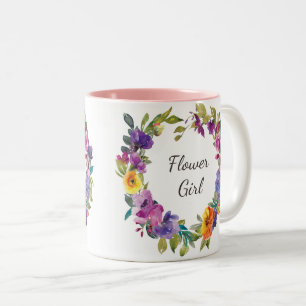 Bicolor taza de café púrpura rosada floral del florista