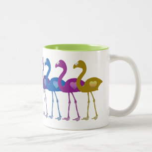 Bicolor Taza de café retra del vintage de los flamencos