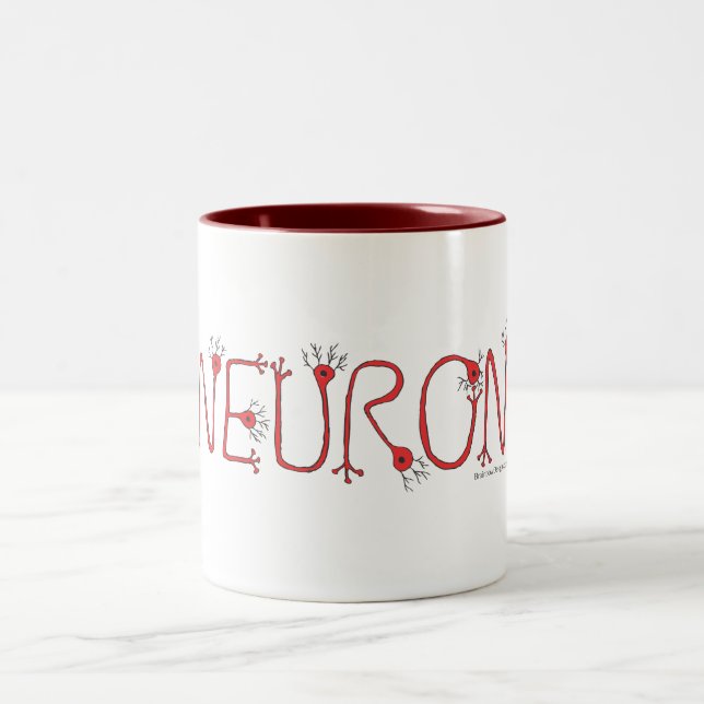 Bicolor Taza de café roja de la neurona (Centro)