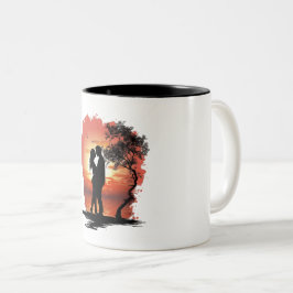 Bicolor Taza de café romántica para parejas