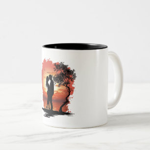 Bicolor Taza de café romántica para parejas