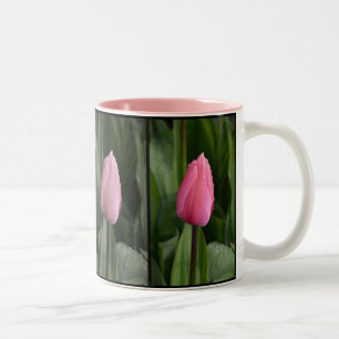 Bicolor Taza de café rosada del modelo del tulipán