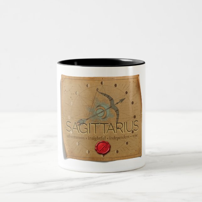 Bicolor Taza de café - Sagitario - Zodiaco (Centro)