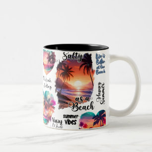 Bicolor Taza de café Salty Sandy Happy Tropical Sunset