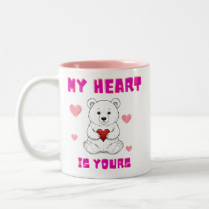 Bicolor Taza de café San Valentín con interior color rosa