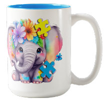 Taza de café sobre autismo - Elefante