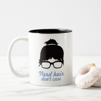 Bicolor Taza de café sucia del pelo del bollo del empollón