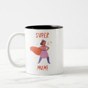 Bicolor Taza De Café Super Mamá Empoderando Regalo De Supe