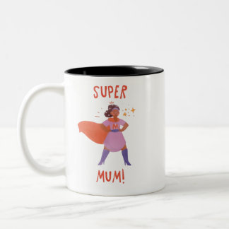 Bicolor Taza De Café Super Mamá Empoderando Regalo De Supe