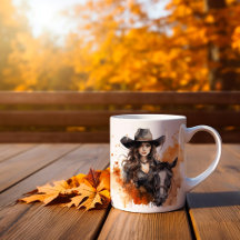 Taza De Café Vaquera De Otoño