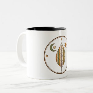 Bicolor Taza de café verde musgo marrón ocre terroso elega