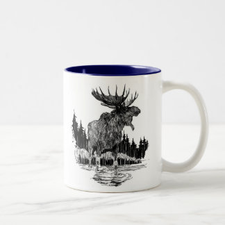 Bicolor Taza de café vieja magnífica de los alces