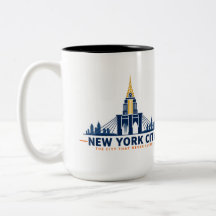 Taza de café vintage con silueta de Nueva York