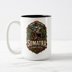 Bicolor Taza de café vintage de dos tonos Sumatra Strong C