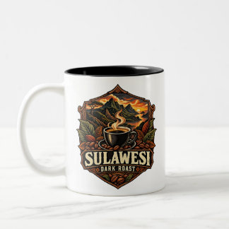 Bicolor Taza de café vintage de Sulawesi de tostado oscuro