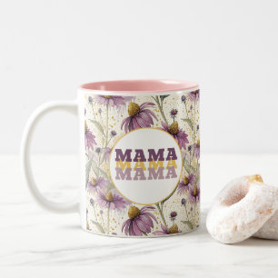 Bicolor Taza De Café Watercolor Echinacea Purple & Gold
