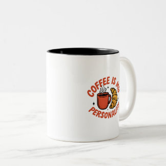 Bicolor Taza de café y croissant retro adorable