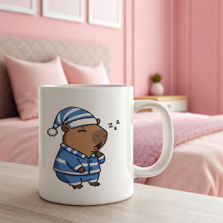 Bicolor Taza de capibara lindo dormilón | Café acogedor y