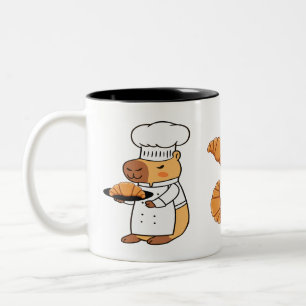 Bicolor Taza de capibara y croissant Desayuno divertido