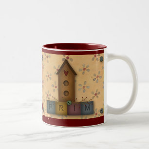 Bicolor Taza de Casa de Pájaro Primitiva