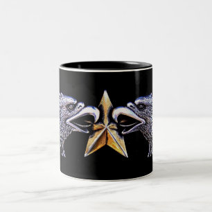 Bicolor Taza de cerámica Águilas plateadas con estrella do