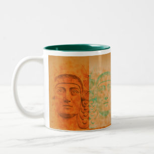Bicolor Taza de cerámica con cabeza de piedra naranja Pop