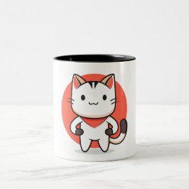 Bicolor Taza de cerámica con diseño de gato juguetón