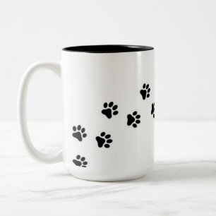 Bicolor Taza de cerámica con huella de pata de bebé peludo