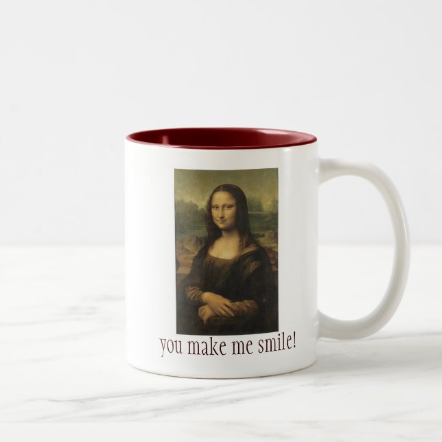 Bicolor Taza de cerámica con Mona Lisa (Derecha)