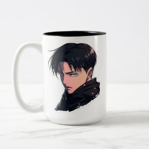 Bicolor Taza de cerámica con personaje de capitán de anime