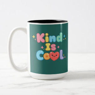 Bicolor Taza de cerámica con tipografía retro pastel "La a