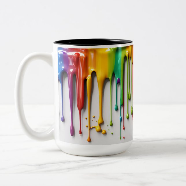 Bicolor Taza de cerámica de dos tonos con goteo de pintura (Izquierda)
