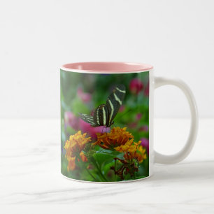 Bicolor taza de cerámica de dos tonos de mariposa
