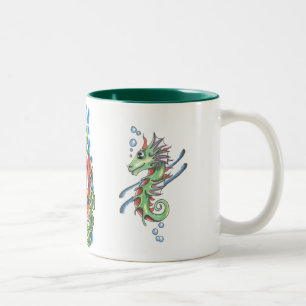 Bicolor taza de cerámica de dos tonos de vida marina con b