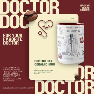 Bicolor Taza de cerámica de dos tonos Doctor Life