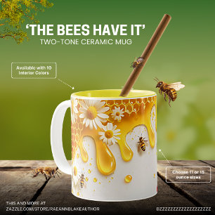 Bicolor Taza de cerámica de dos tonos "Las abejas lo tiene